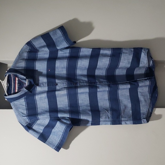 Tommy Hilfiger Short Sleeve Stripe Button Down Shirt - Picture 11 of 11